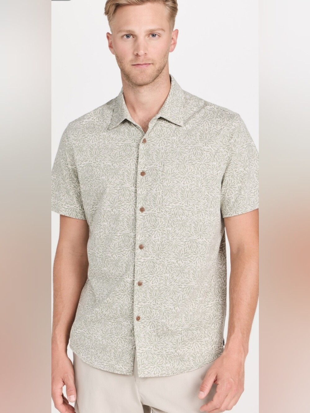 Faherty men’s olive frond reserve Pima cotton casual shirt size XL